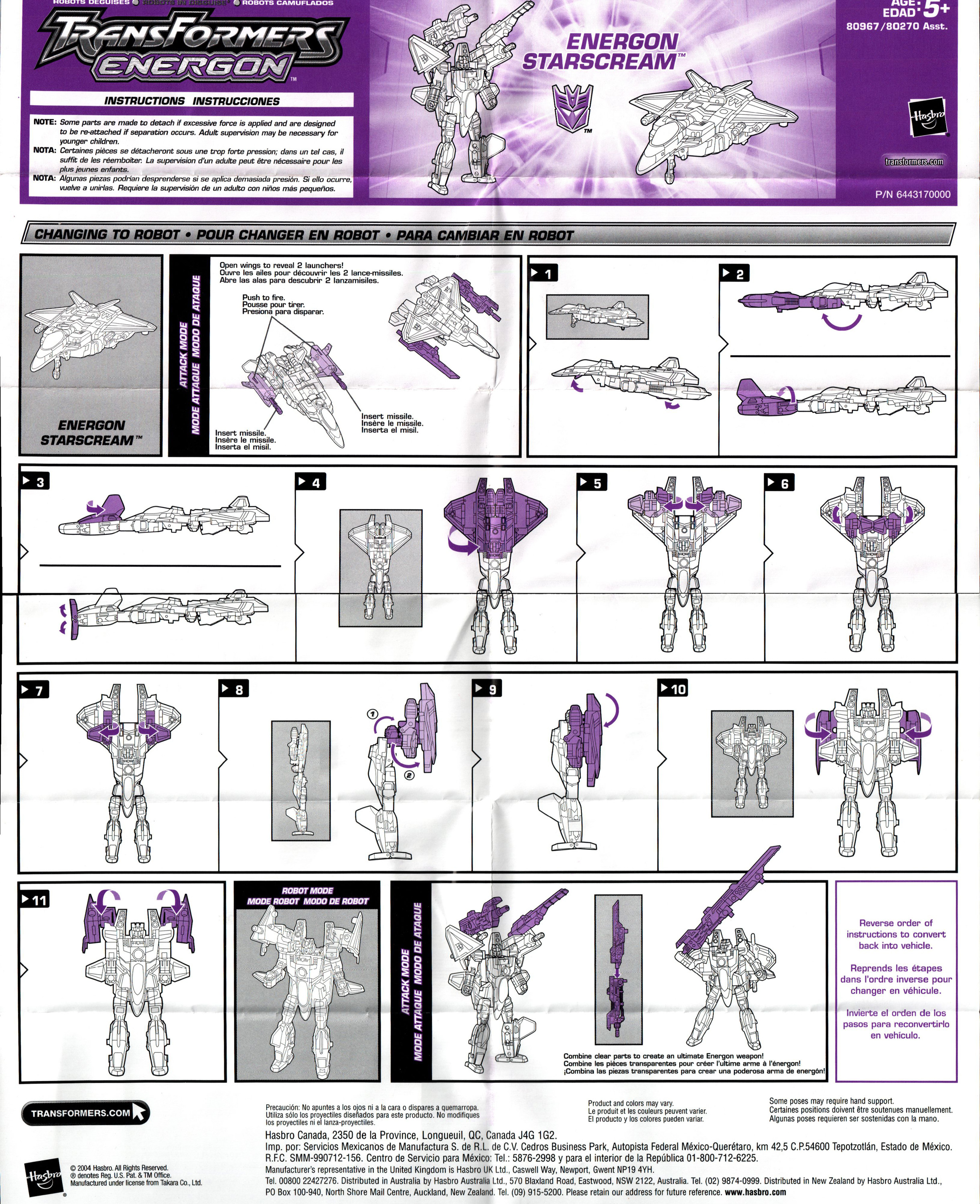 Combat Class Energon Starscream (Transformers, Energon, Decepticon